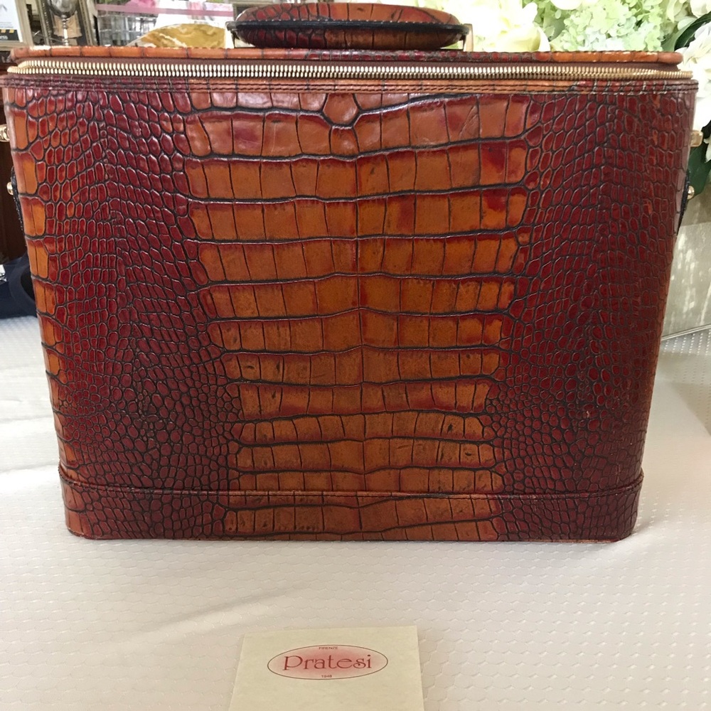 pratesi Ladies Brown Croco Leather Breifcase